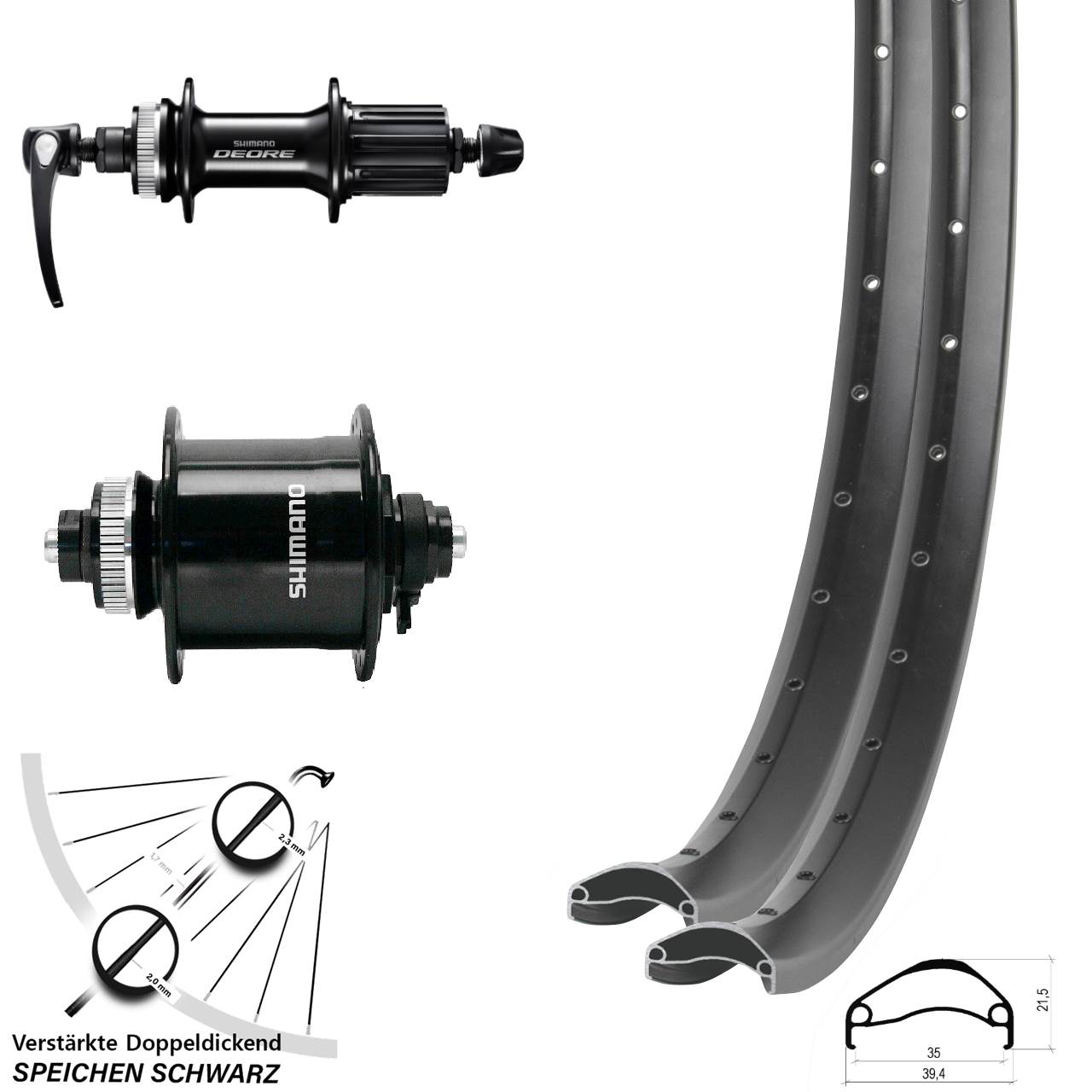 Laufradsatz Centerlock QR 29 Zoll Ambrosio E35 Shimano DH-UR700 FH-M6000 8-11 fach