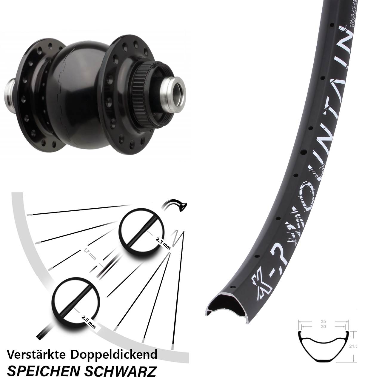 Centerlock Vorderrad mit Dynamo 29 Zoll KX-R Mountain SON 28 12x110 Boost