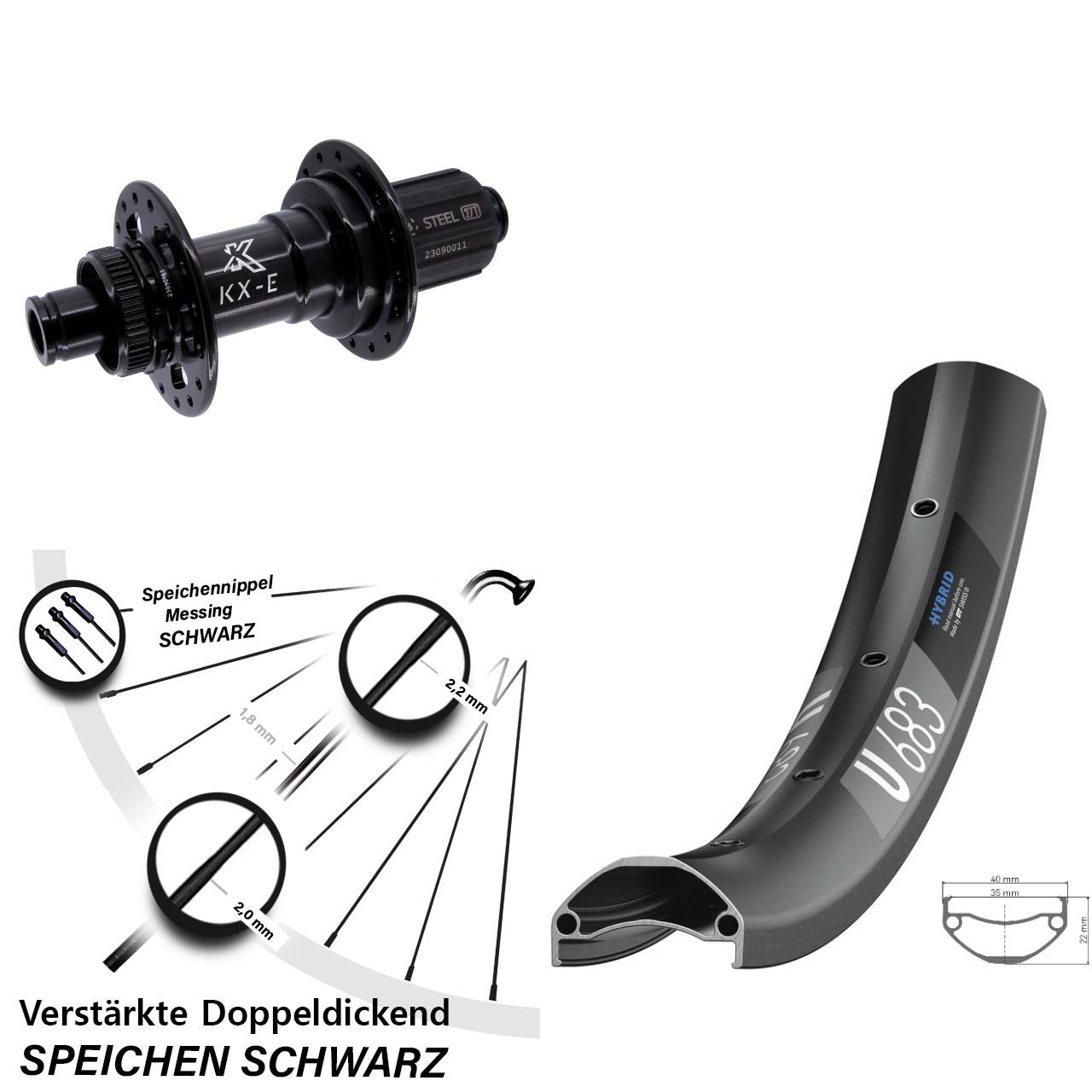 DT Swiss U683 KX-E Heavy Duty 27,5 Zoll Hinterrad Centerlock 12x148 Boost 8-12 fach