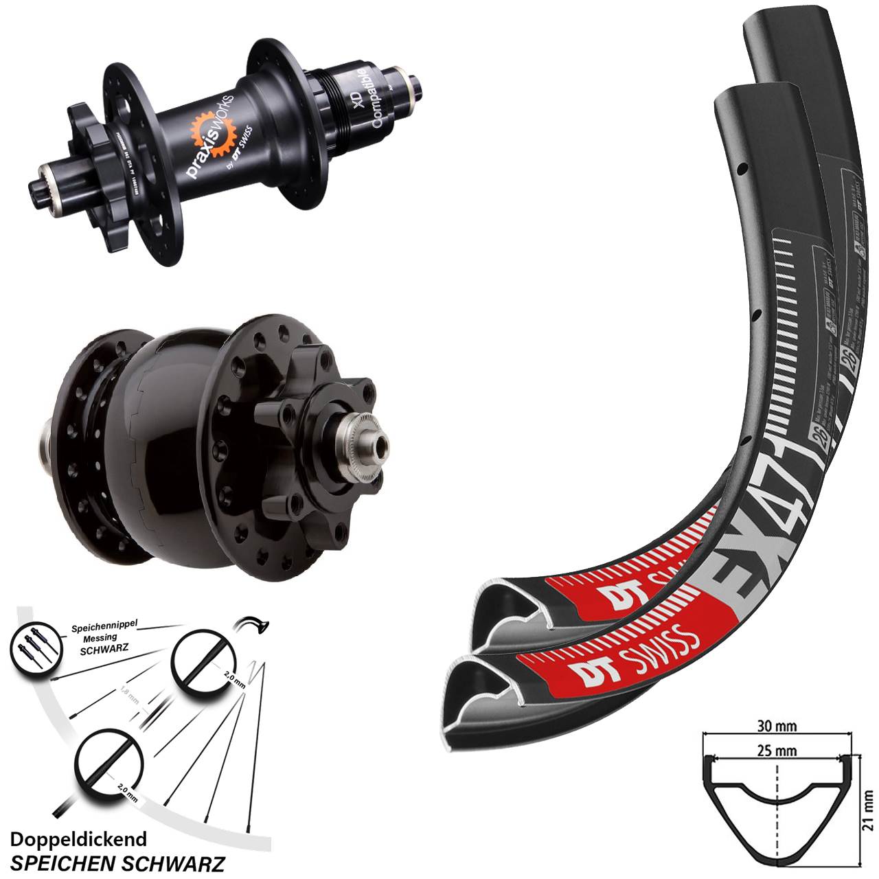 DT Swiss EX 471-350 SON 28 Disc 29 Zoll Laufradsatz QR SRAM XD