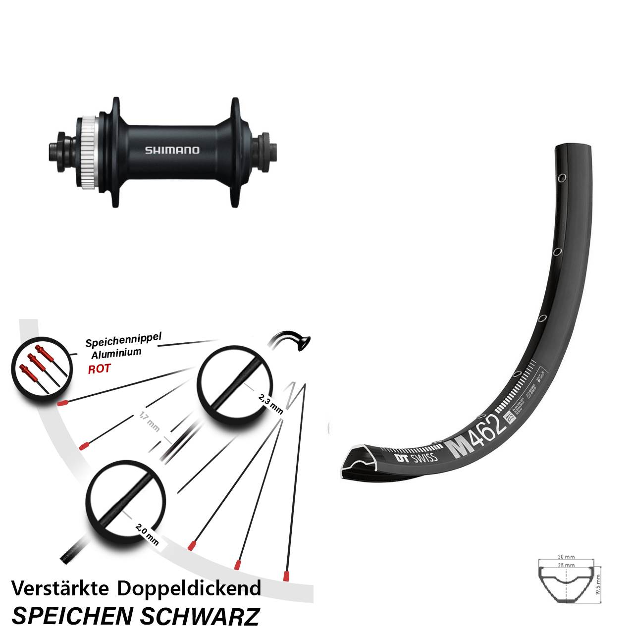 Disc Vorderrad für Schnellspanner 27,5 Zoll DT Swiss M462 Shimano HB-M4050