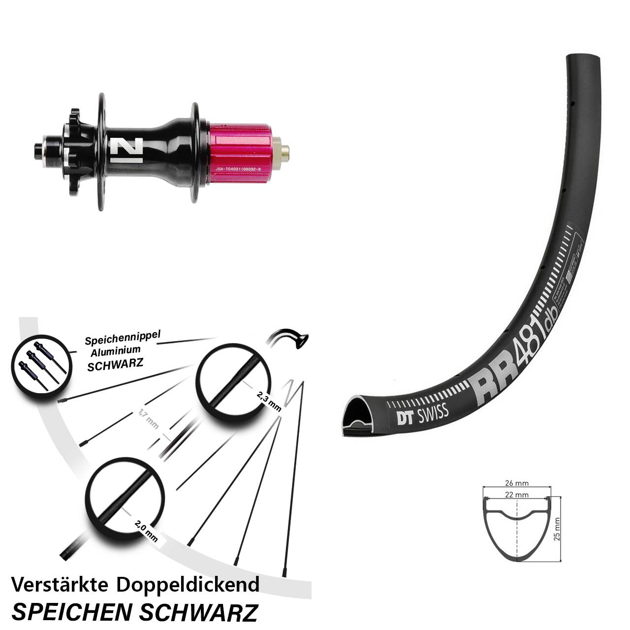 Disc Laufrad 28 Zoll DT Swiss RR481 Novatec Superlight 8-12 fach QR