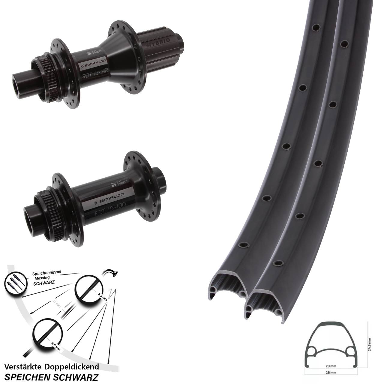 Centerlock Laufradsatz 28-29 Zoll Ambrosio Sport DT Swiss 370 Hybrid 8-11 fach 12x100/142