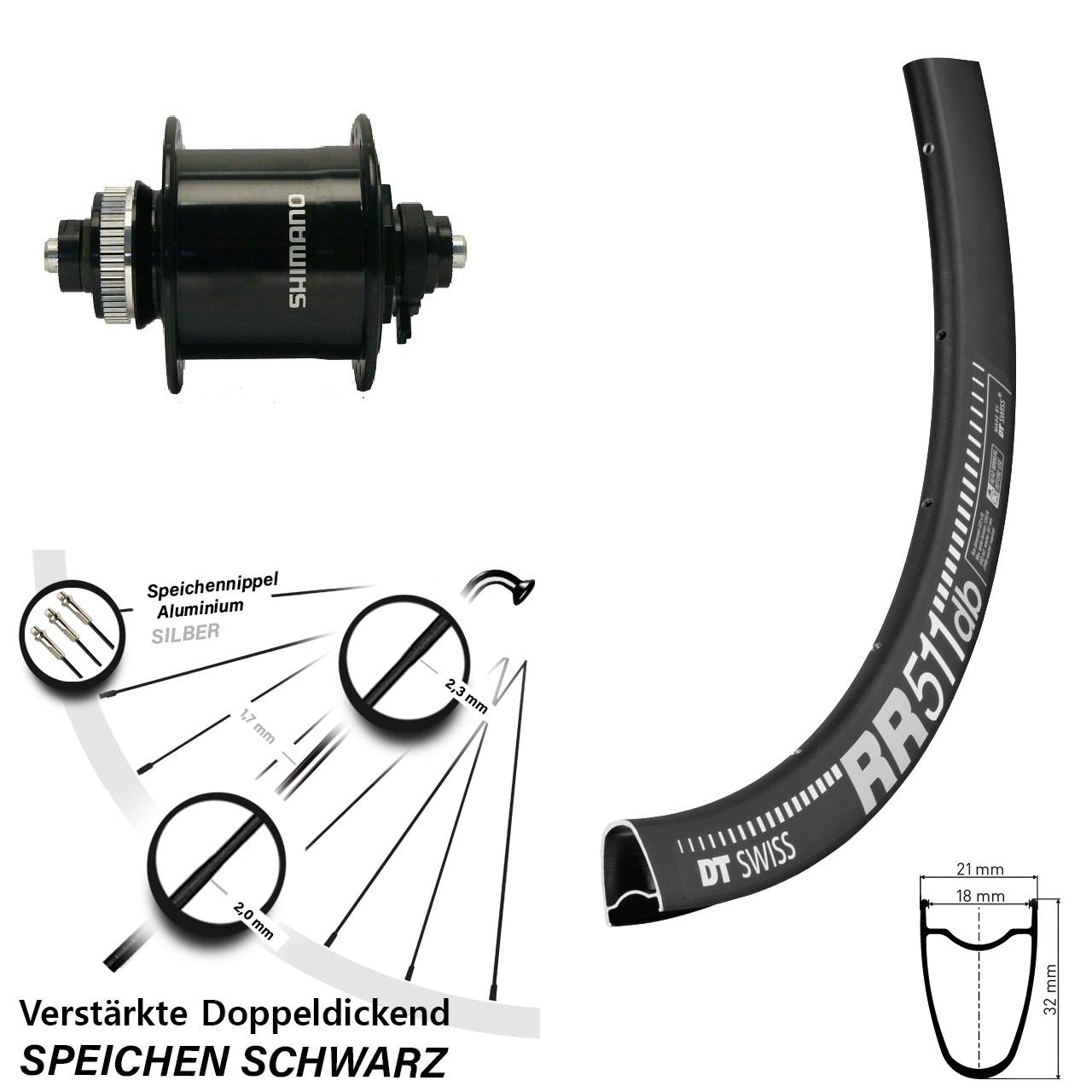Vorderrad Centerlock 28 Zoll DT Swiss RR511 Shimano DH-UR700 Schnellspanner