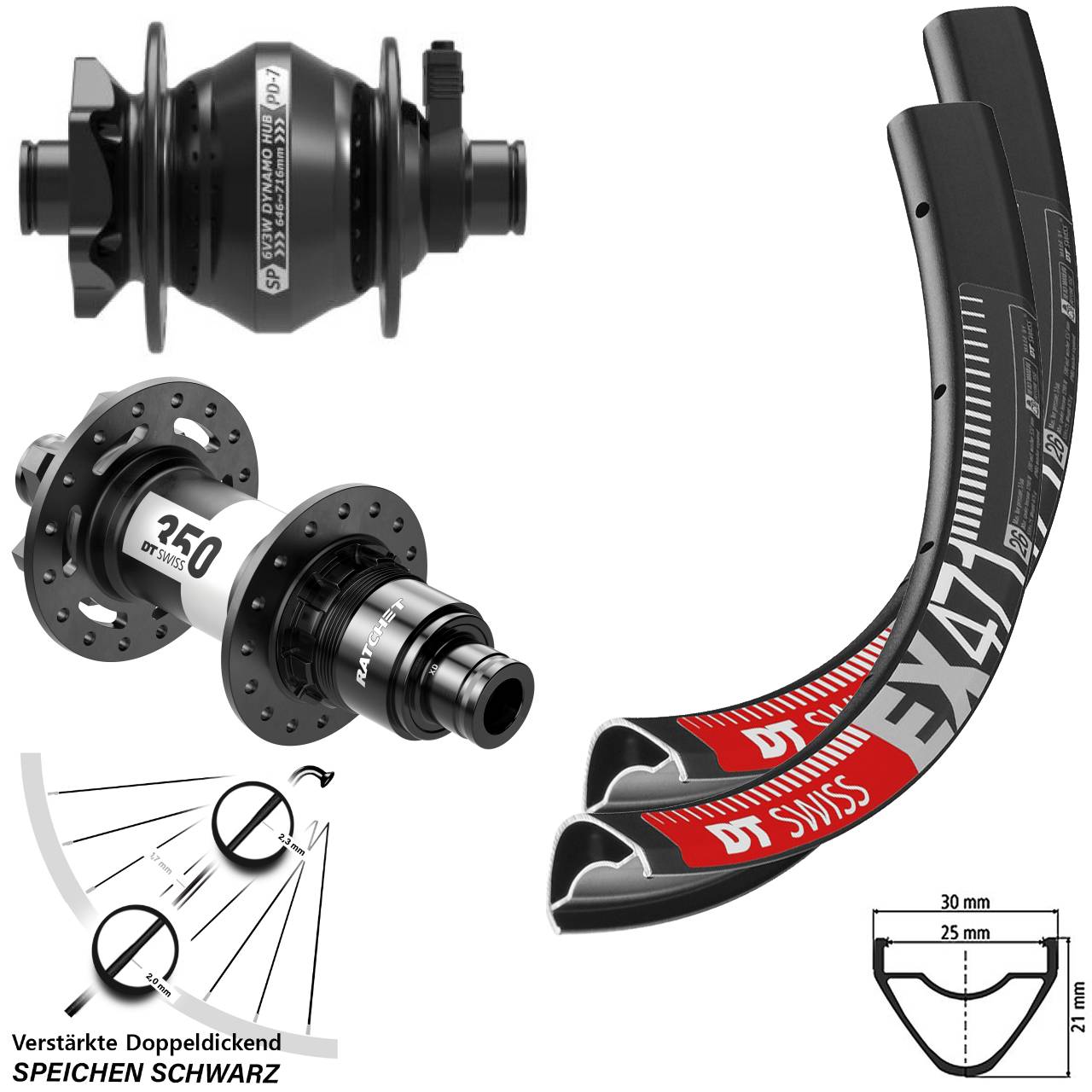 26 Zoll DT Swiss EX471 SP PD-7 350 XD Disc Laufradsatz 12x100/142