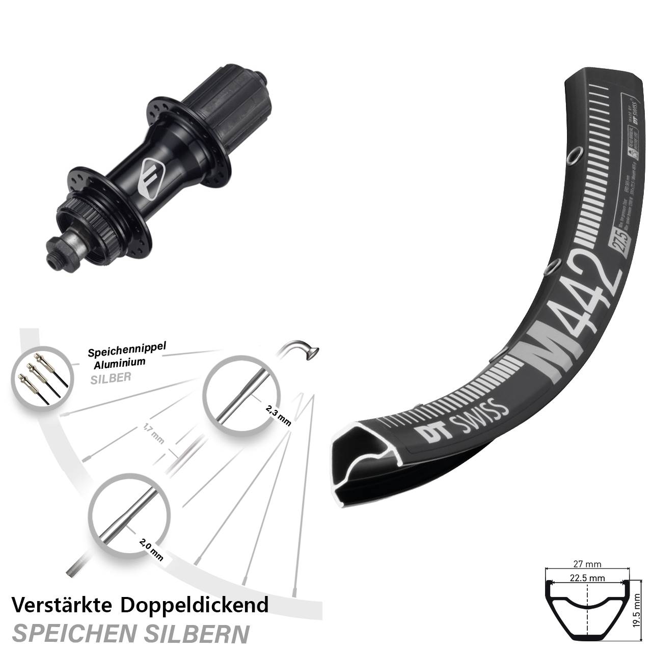 Centerlock Hinterrad QR 28-29 Zoll DT Swiss M 442 Formula CL52 8-11 fach HG