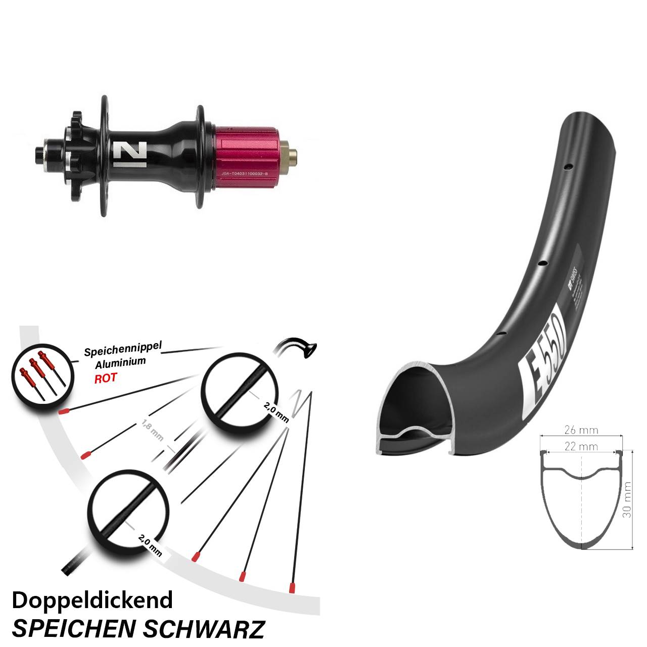 6-Loch Hinterrad QR 28 Zoll DT Swiss E 550 Novatec Superlight 8-12 fach