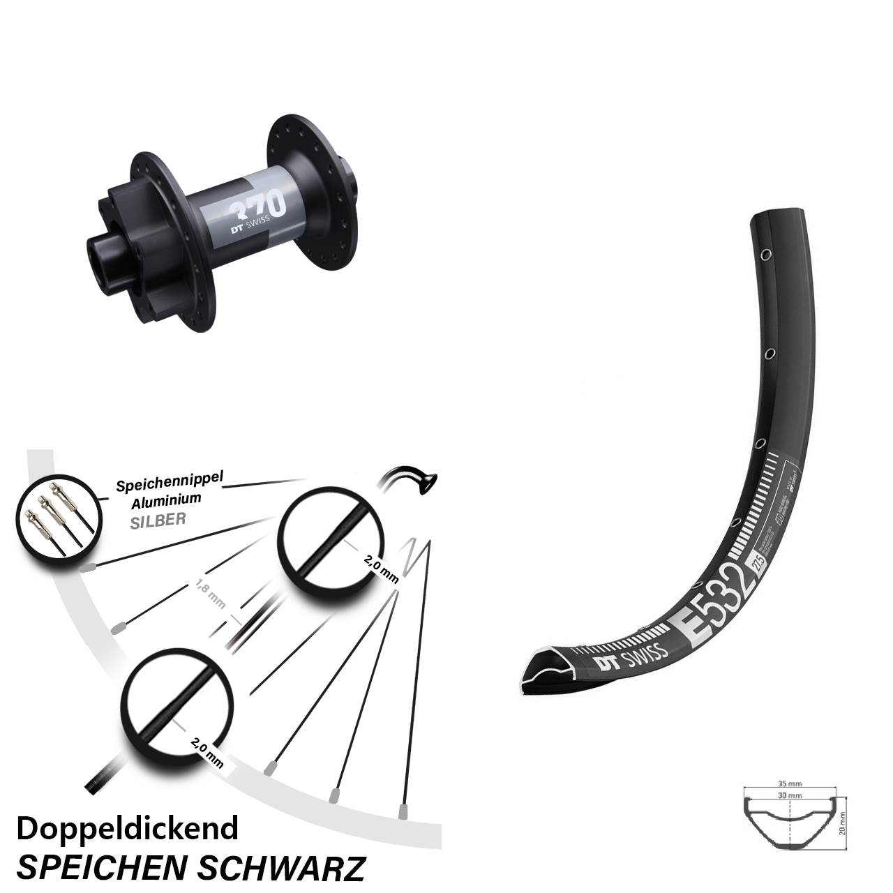 Disc Vorderrad 27,5 Zoll DT Swiss E532 370 15x100