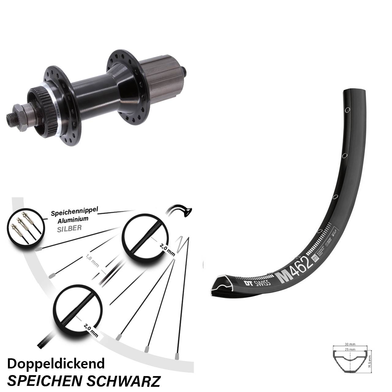 Disc Hinterrad QR 650B DT Swiss M 462 Joytech 8-11 fach