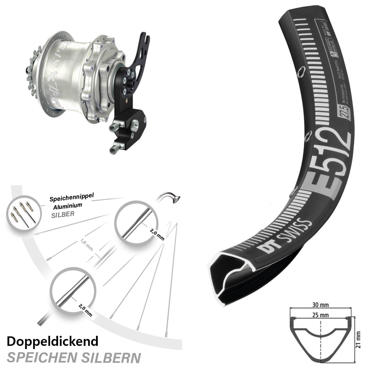 Disc Hinterrrad 29 Zoll DT Swiss E512 Rohloff Speedhub 500/14 CC DB PM