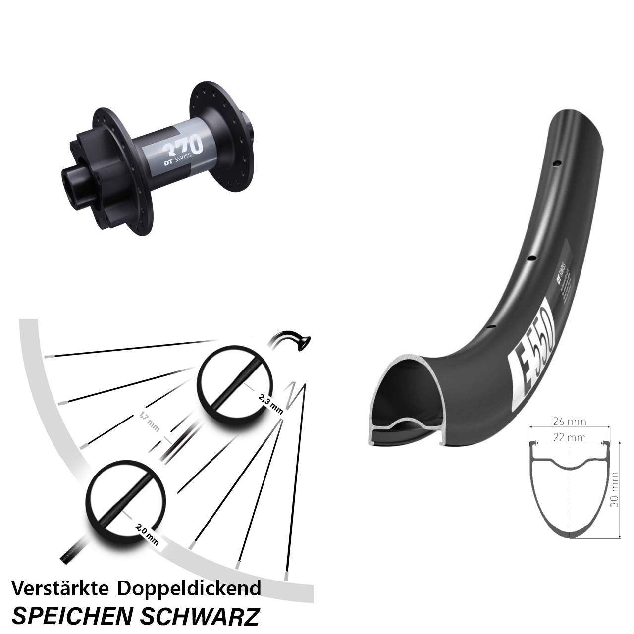 Disc Vorderrad 28 Zoll DT Swiss E550-370 12x100