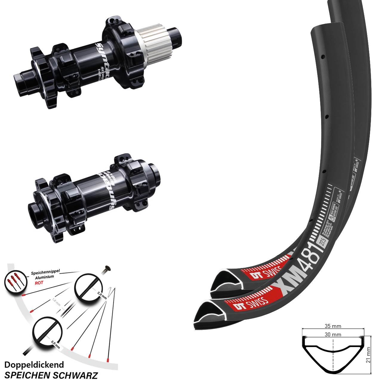 MTB Laufradsatz 27,5 Zoll Syntace Boost Straightpull DT Swiss XM 481 Micro Spline