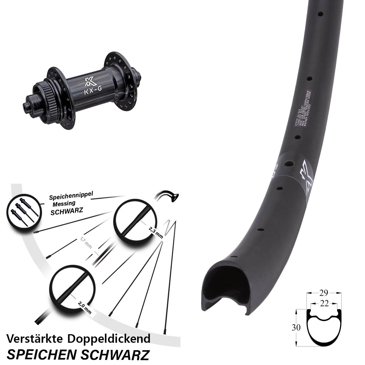 28 Zoll KX-GRC Carbon verstärkt Disc Vorderrad QR