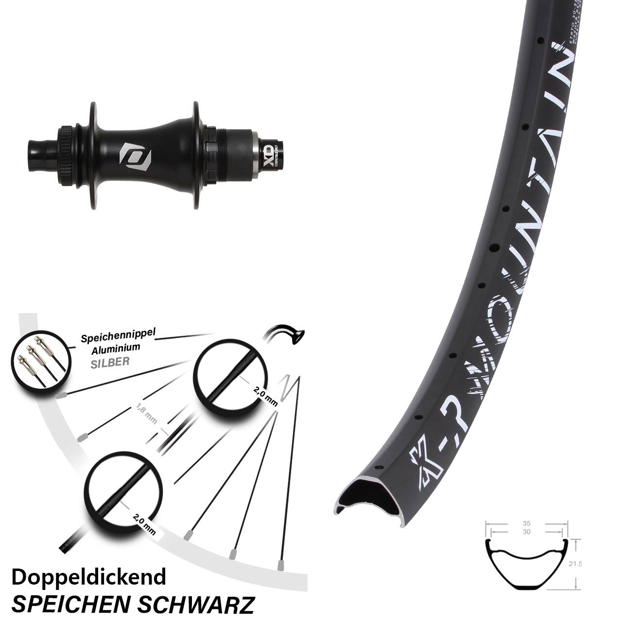 KX-R Mountain 27,5 Zoll Hinterrad Syncros XD Centerlock 12x148