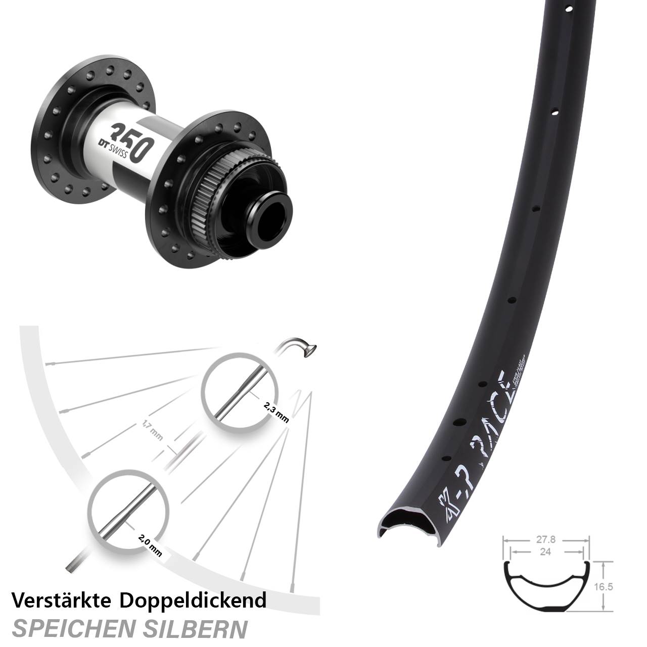 KX-R Race DT Swiss 350 Road 28 Zoll Vorderrad Centerlock 12x100
