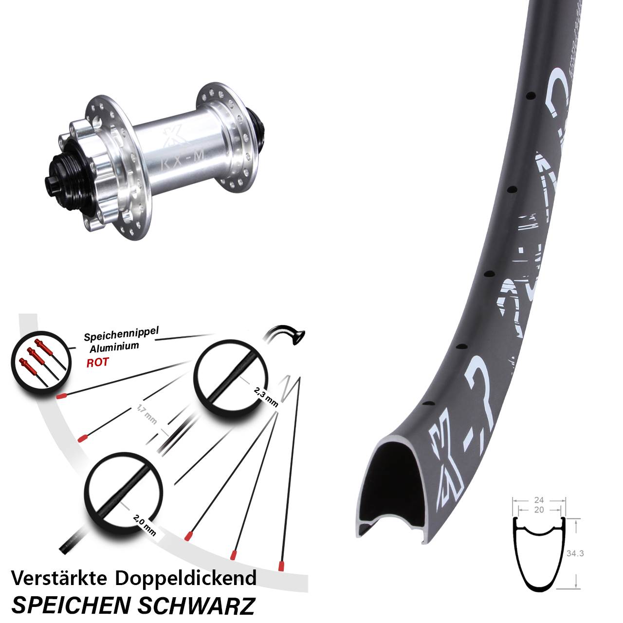 KX-MR Road 28-29 Zoll Vorderrad 6-Loch QR