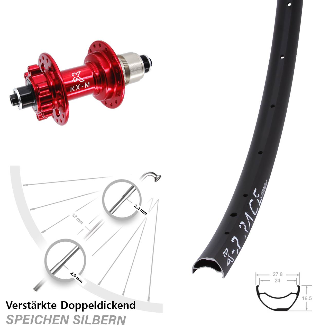 KX-MR Race rot Hinterrad 6-Loch QR SRAM XD