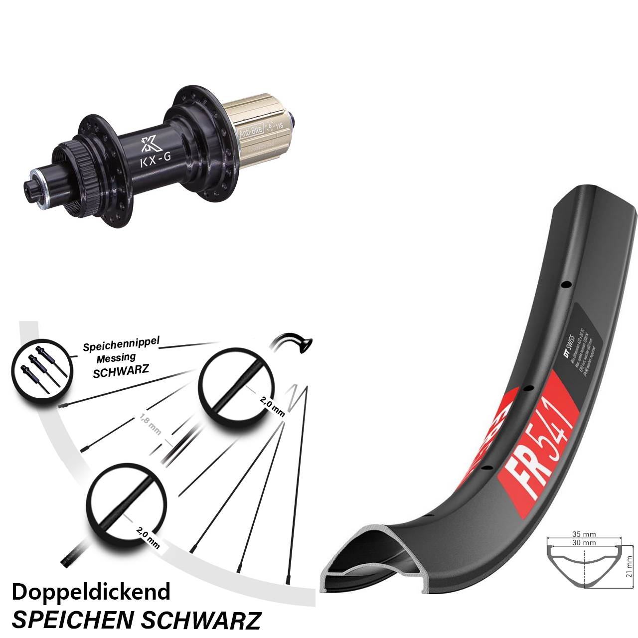 Hinterrad Centerlock QR 29 Zoll DT Swiss FR 541 KX-G 8-12 fach