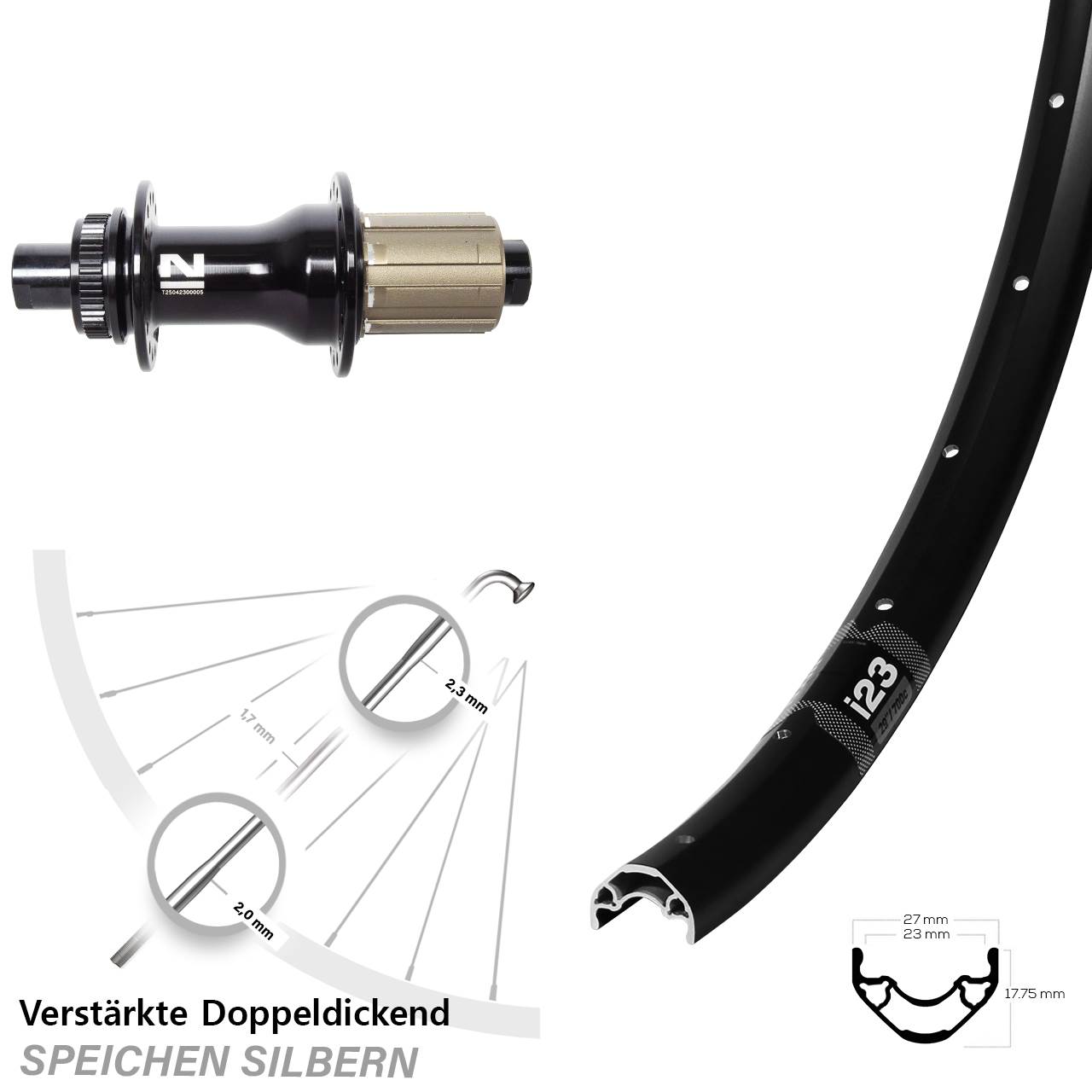 28 Zoll WTB i23 ST Novatec D792SB Disc Hinterrad 12x142 8-12 fach