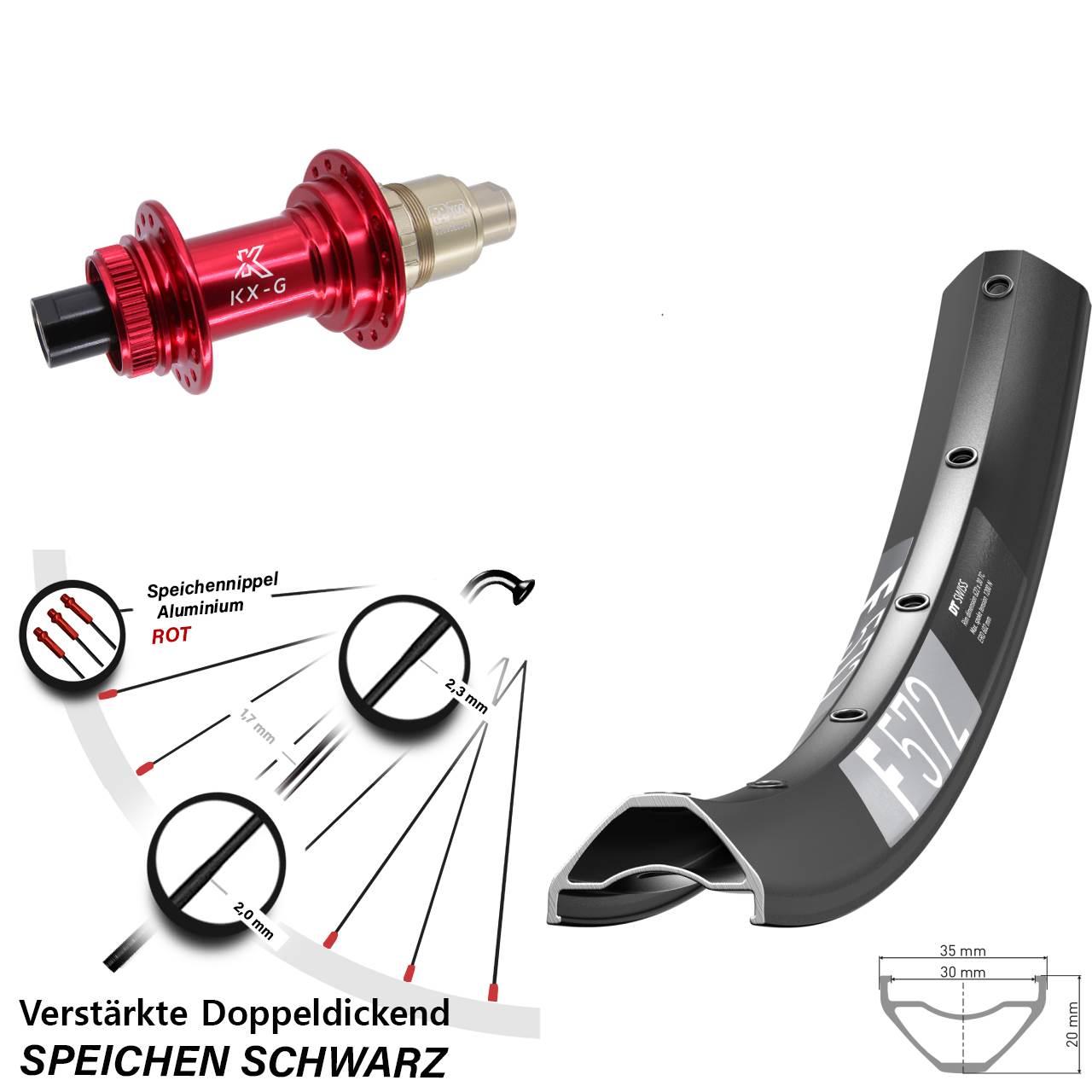 Disc Laufrad 27,5 Zoll DT Swiss F 572 KX-G rot XDR 12x142