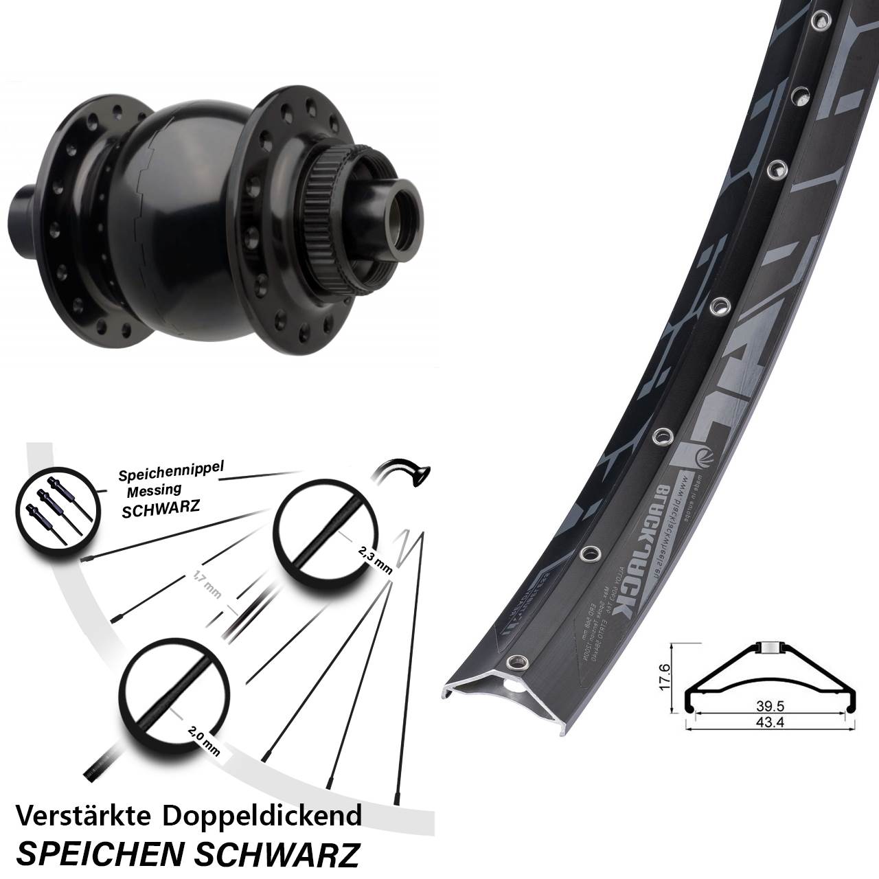 27,5 Zoll Rodi Ready 40 SON 28 Dynamo-Vorderrad Centerlock 15x110 Boost