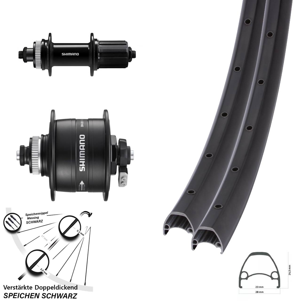 Laufradsatz Centerlock QR 28 Zoll Ambrosio Sport Shimano FH-QC400 DH-3D37 8-11 fach