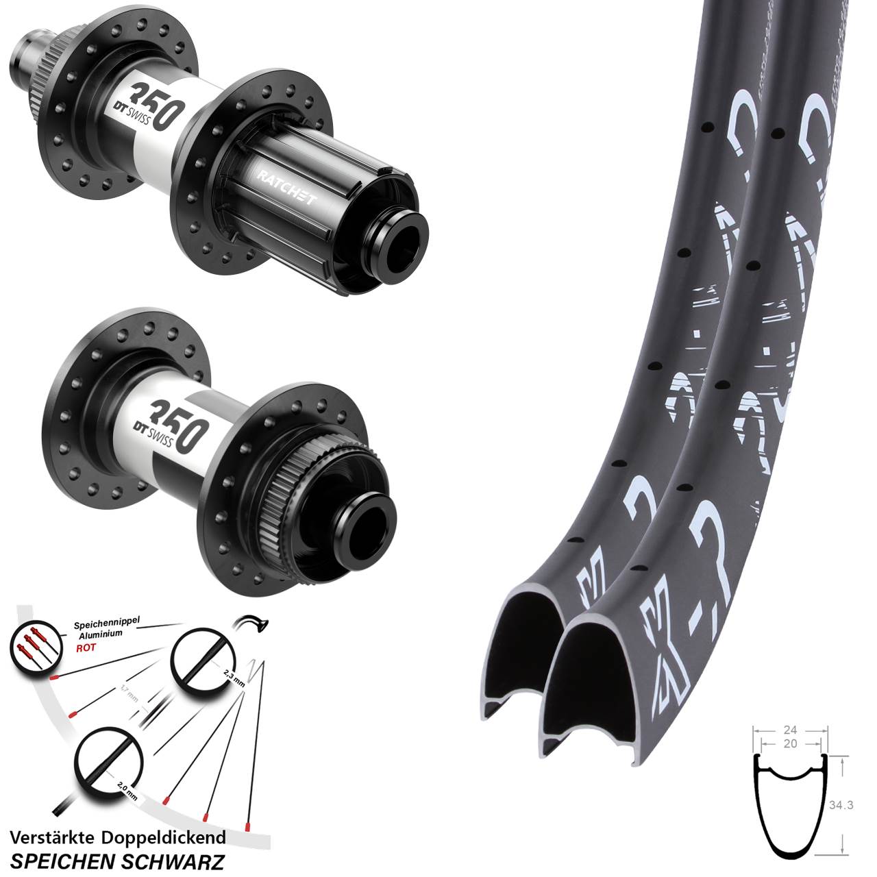 KX-R Road DT Swiss 350 29 Zoll Laufradsatz Centerlock 12x100/142 11-12 fach