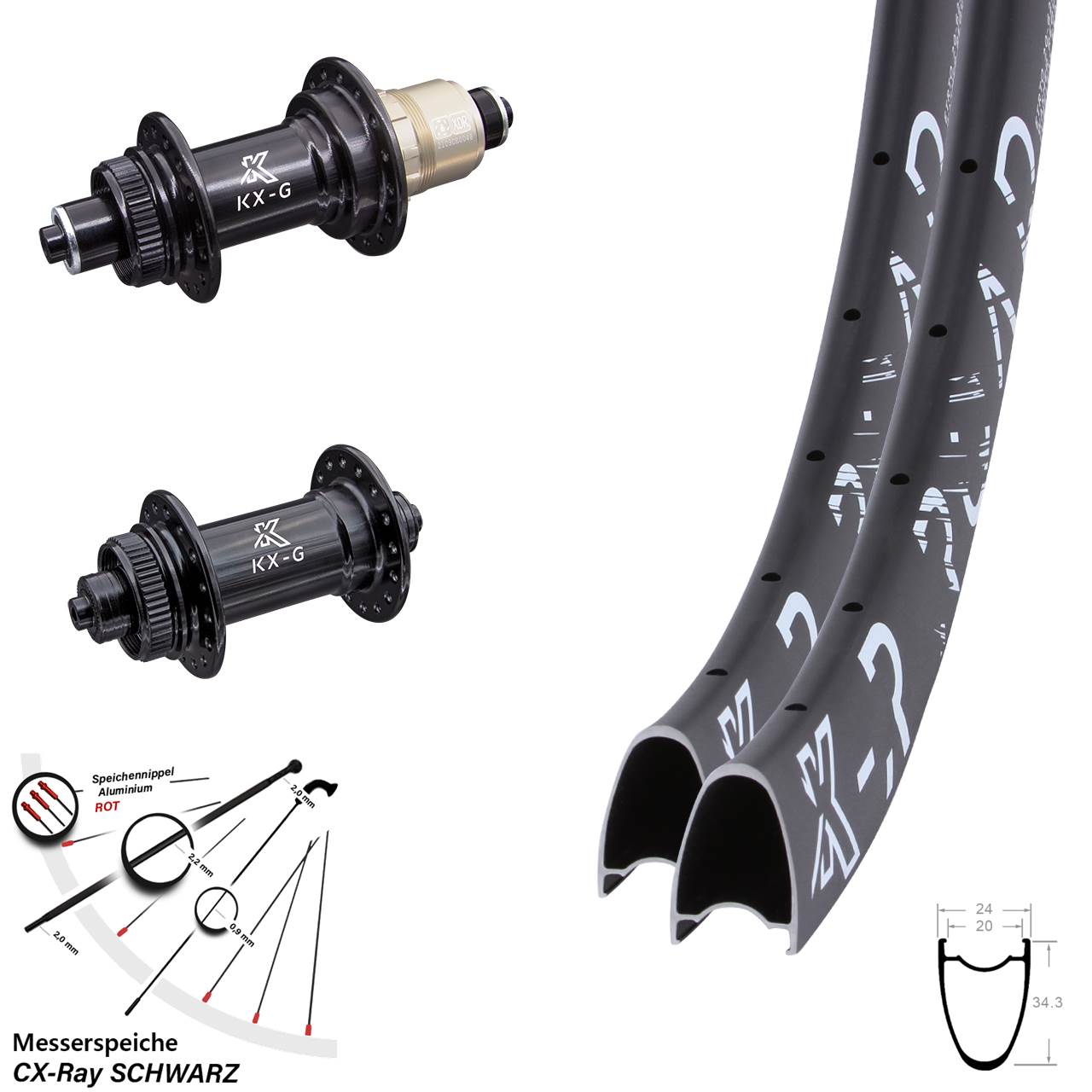 29 Zoll KXR-G Road Centerlock Laufradsatz QR XDR CX-Ray