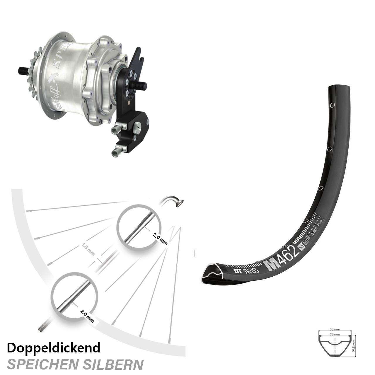 27,5 Zoll DT Swiss M462 Rohloff Speedhub TS DB OEM2 Tandem