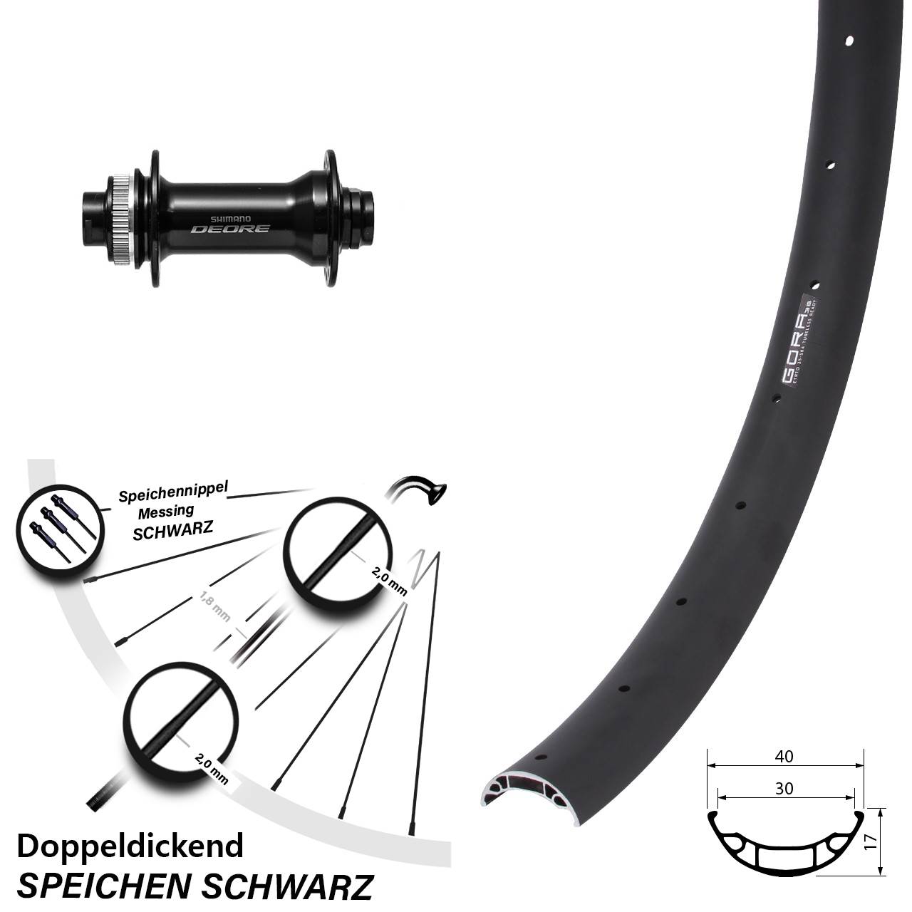 Gora 35 Shimano Deore 27,5 Zoll Disc Vorderrad 15x110 Boost