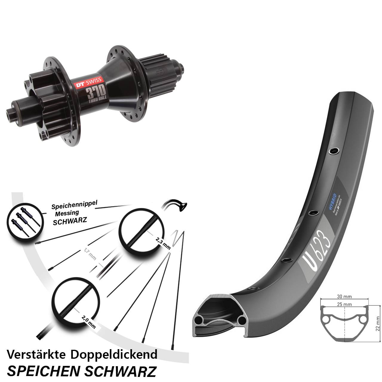 6-Loch Hinterrad 28-29 Zoll DT Swiss U 623 DT Swiss 370 Micro Spline QR