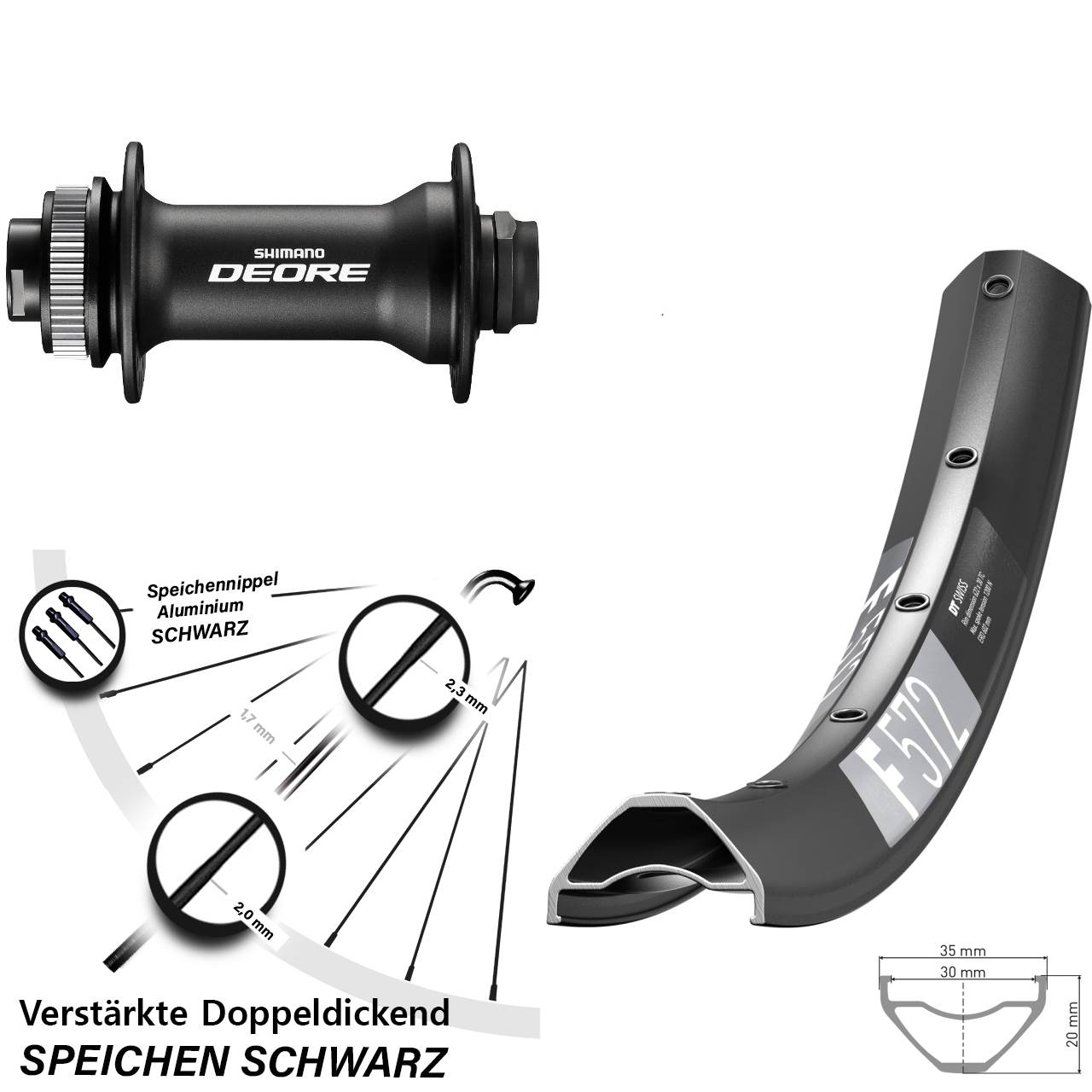 Boost Centerlock Vorderrad 15x110 27,5 Zoll DT Swiss F 572 Shimano Deore HB-M618