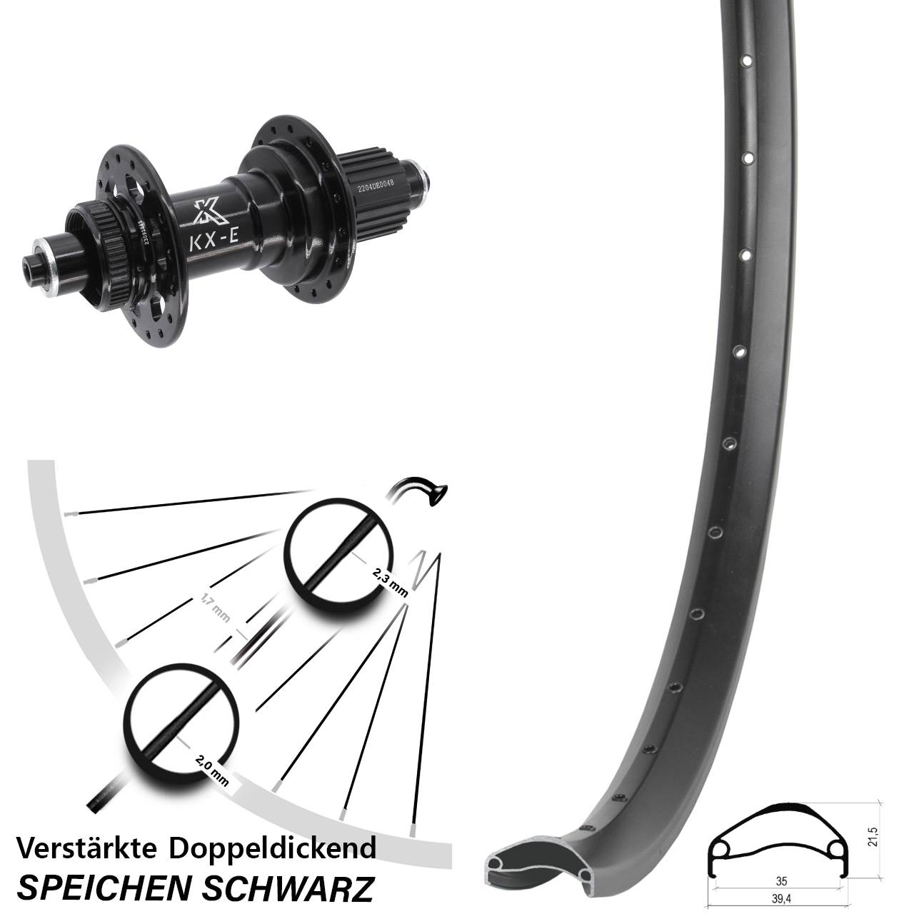 Hinterrad Centerlock 27,5 Zoll Ambrosio E35 KX-E Shimano Micro Spline QR Boost