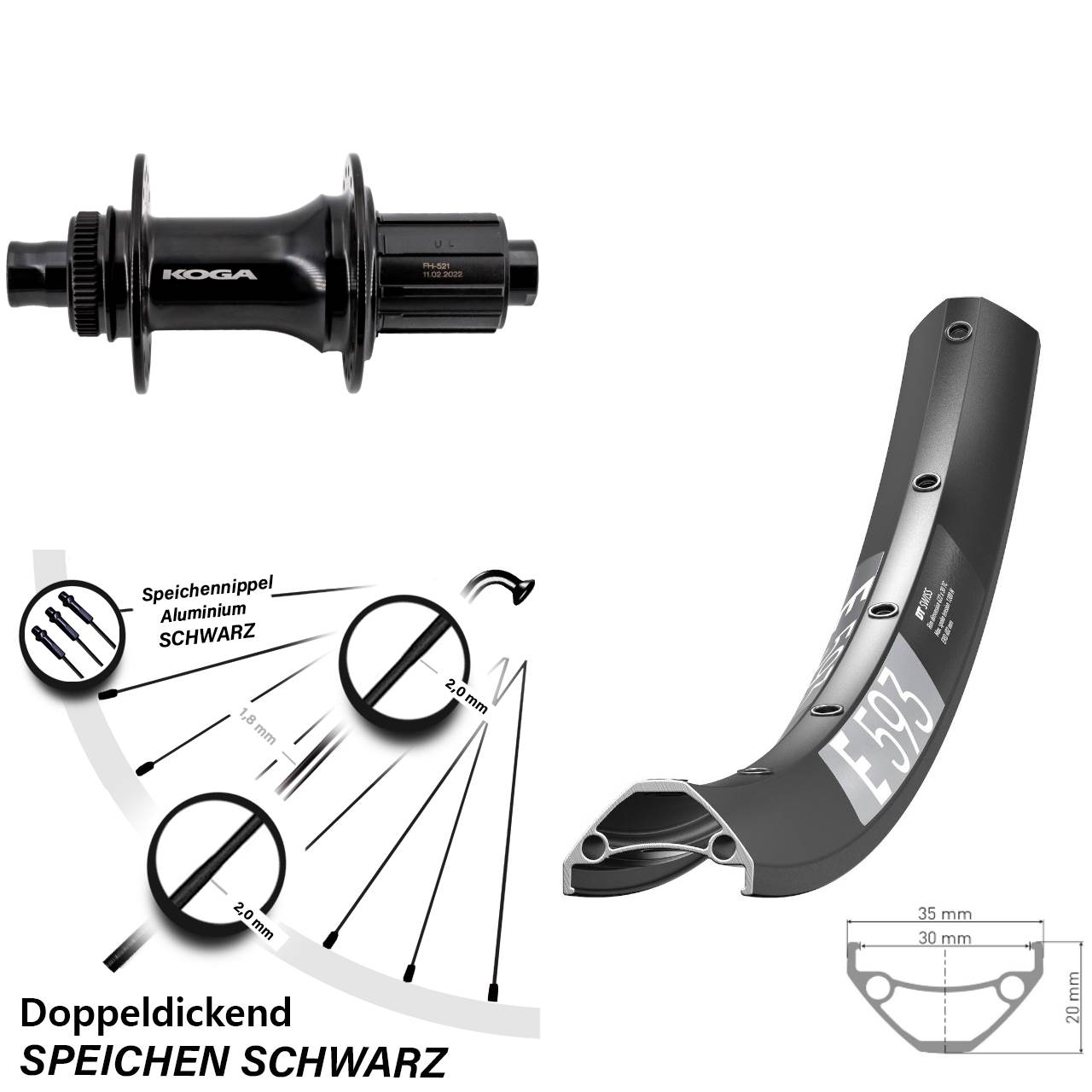 Centerlock Hinterrad 12x148 29 Zoll DT Swiss E593 Formula ECT-148S 8-11 fach HG