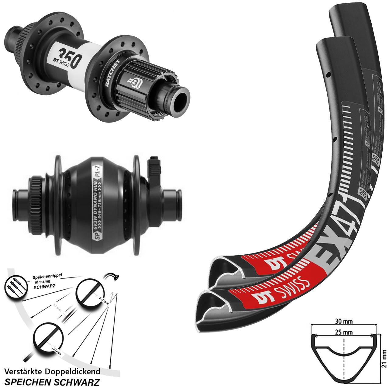 27,5 Zoll DT Swiss EX471 SP PL-7 350 Micro Spline Centerlock Laufradsatz 12x100/142