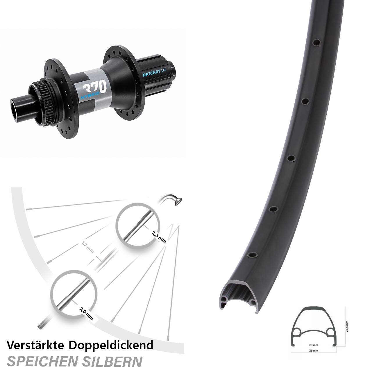Ambrosio Sport DT Swiss 370 Hybrid 29 Zoll Disc Laufrad 12x148 8-11 fach