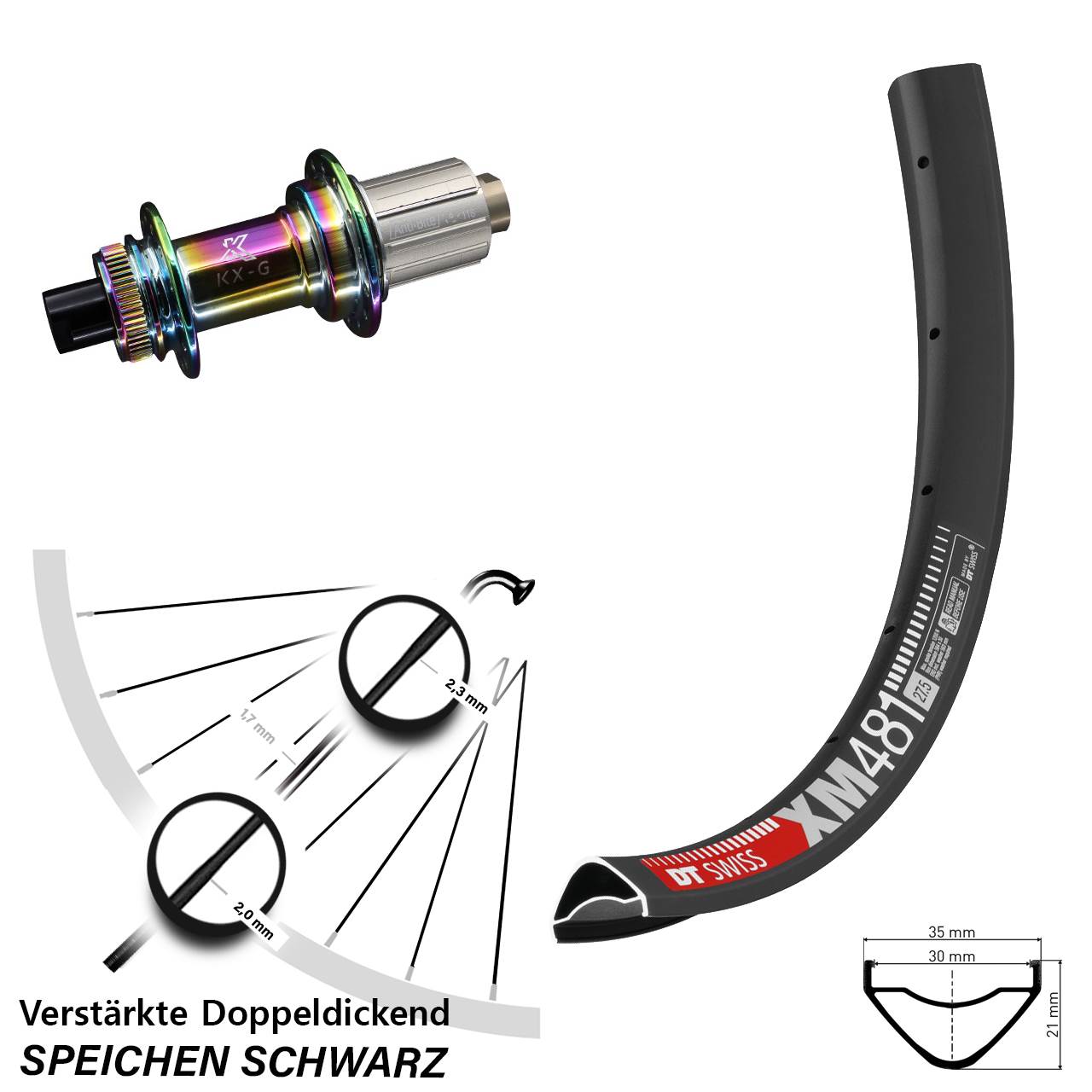 DT Swiss XM481 KX-G Oilslick 27,5 Zoll Disc Laufrad 12x142 8-12 fach