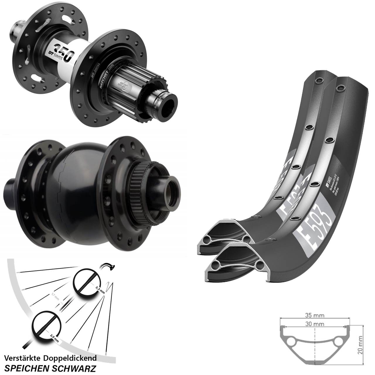 Boost Centerlock Laufradsatz 15x110 12x148 650B DT Swiss E 593 DT Swiss 350 DEG72 SON 28 Micro Spline