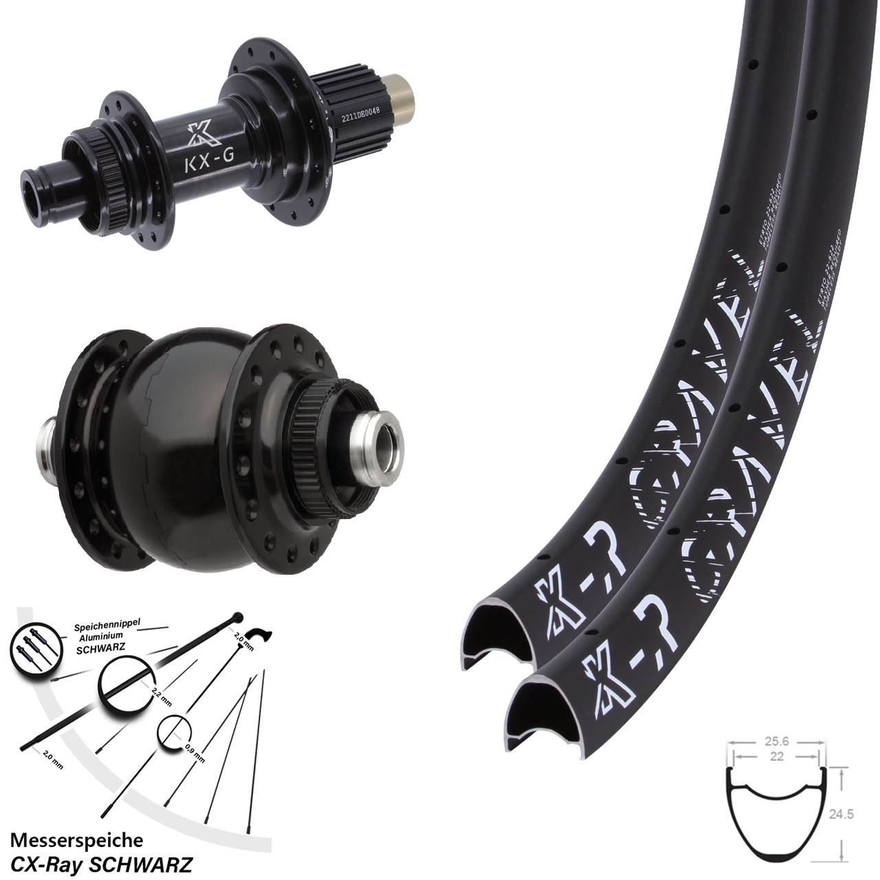 Laufrad-Satz 29 Zoll KXR-G Gravel SONdelux Micro Spline 12x100/142 CX-Ray