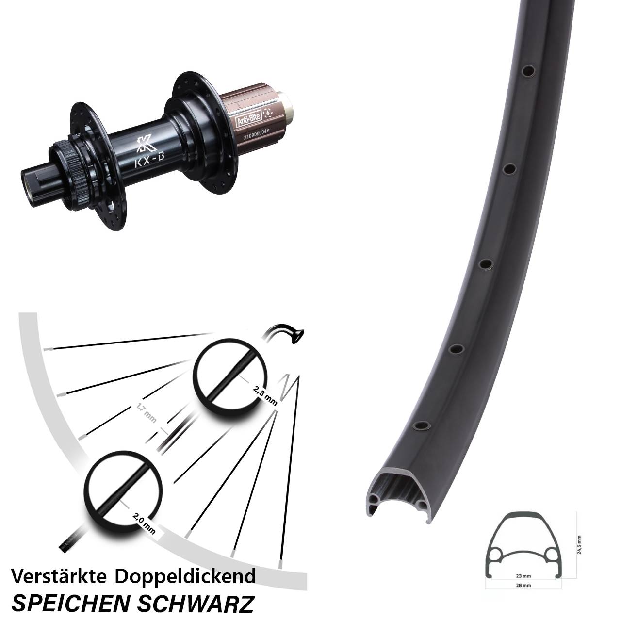 29 Zoll Ambrosio Sport KX-B Disc Hinterrad 12x148 8-12 fach HG