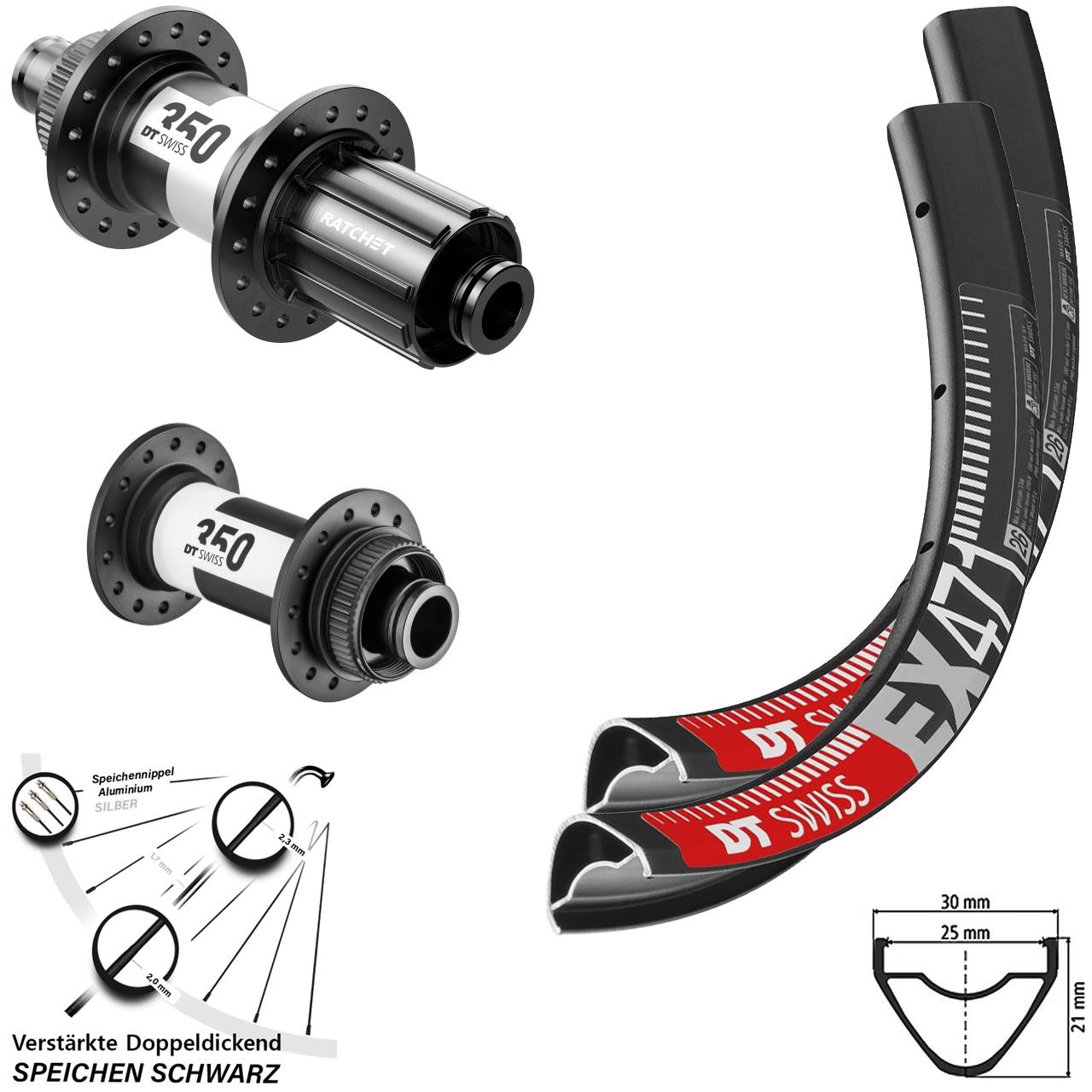 Laufradsatz Centerlock 15x100 12x142 27,5 Zoll DT Swiss EX 471 350 11-12 fach HG