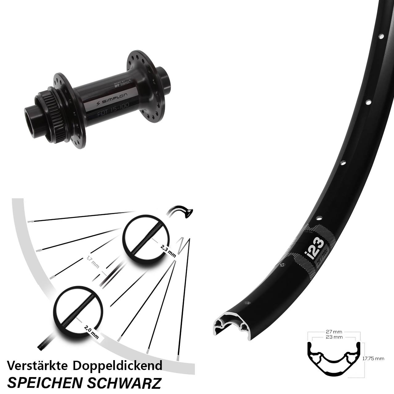 WTB i23 DT Swiss 370 28-29 Zoll Centerlock Vorderrad 12x100