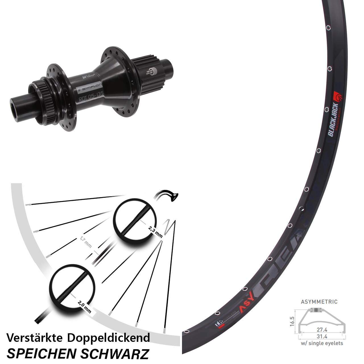 Rodi Ready 27 DT Swiss 370 Hybrid 27,5 Zoll Disc Hinterrad 12x142 Shimano Micro Spline