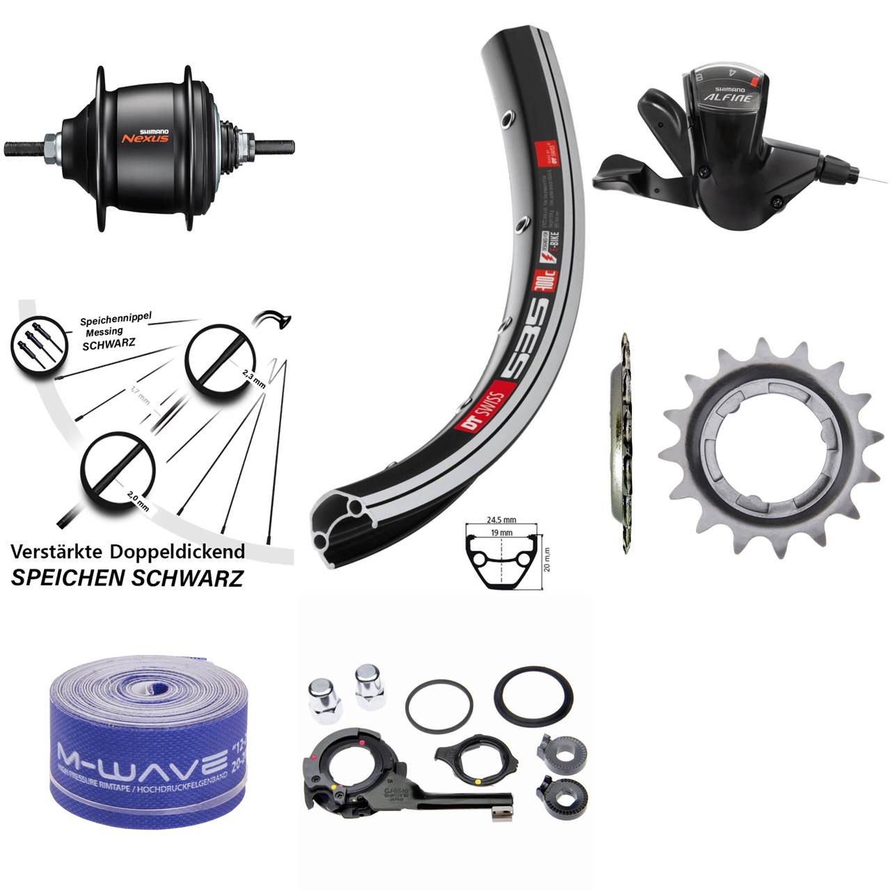 Hinterrad 28 Zoll DT Swiss 535 Shimano Nexus 8 Gang Freilauf schwarz