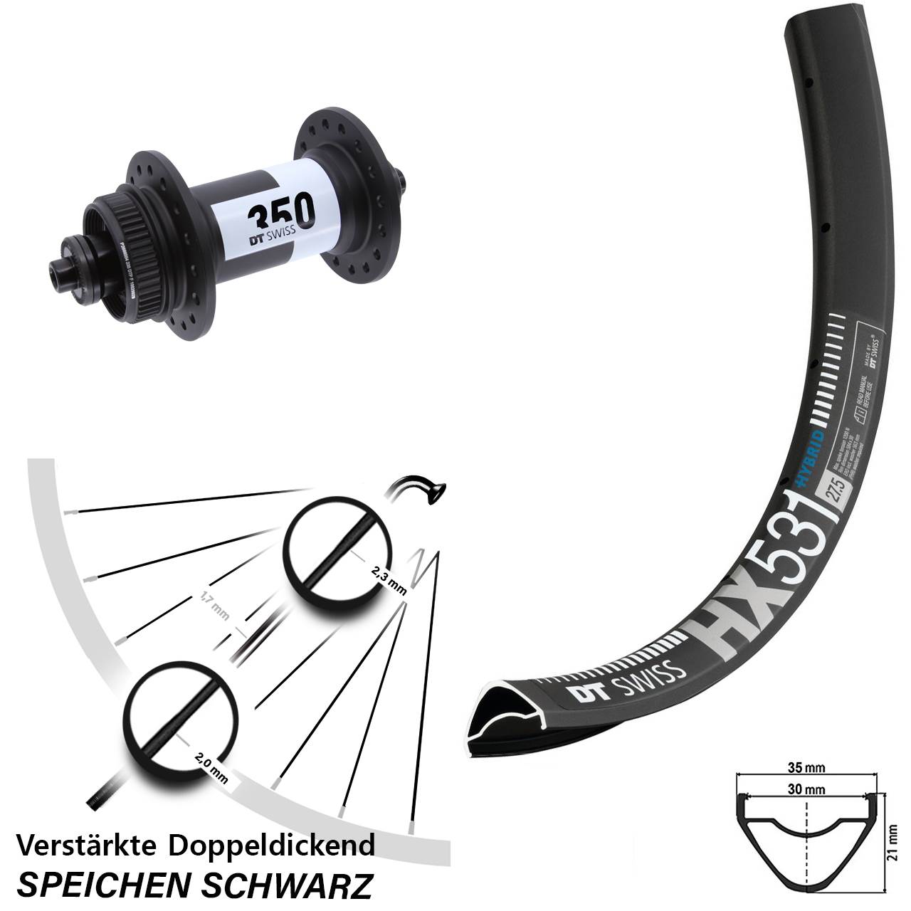 Disc Vorderrad QR 29 Zoll DT Swiss HX 531-350