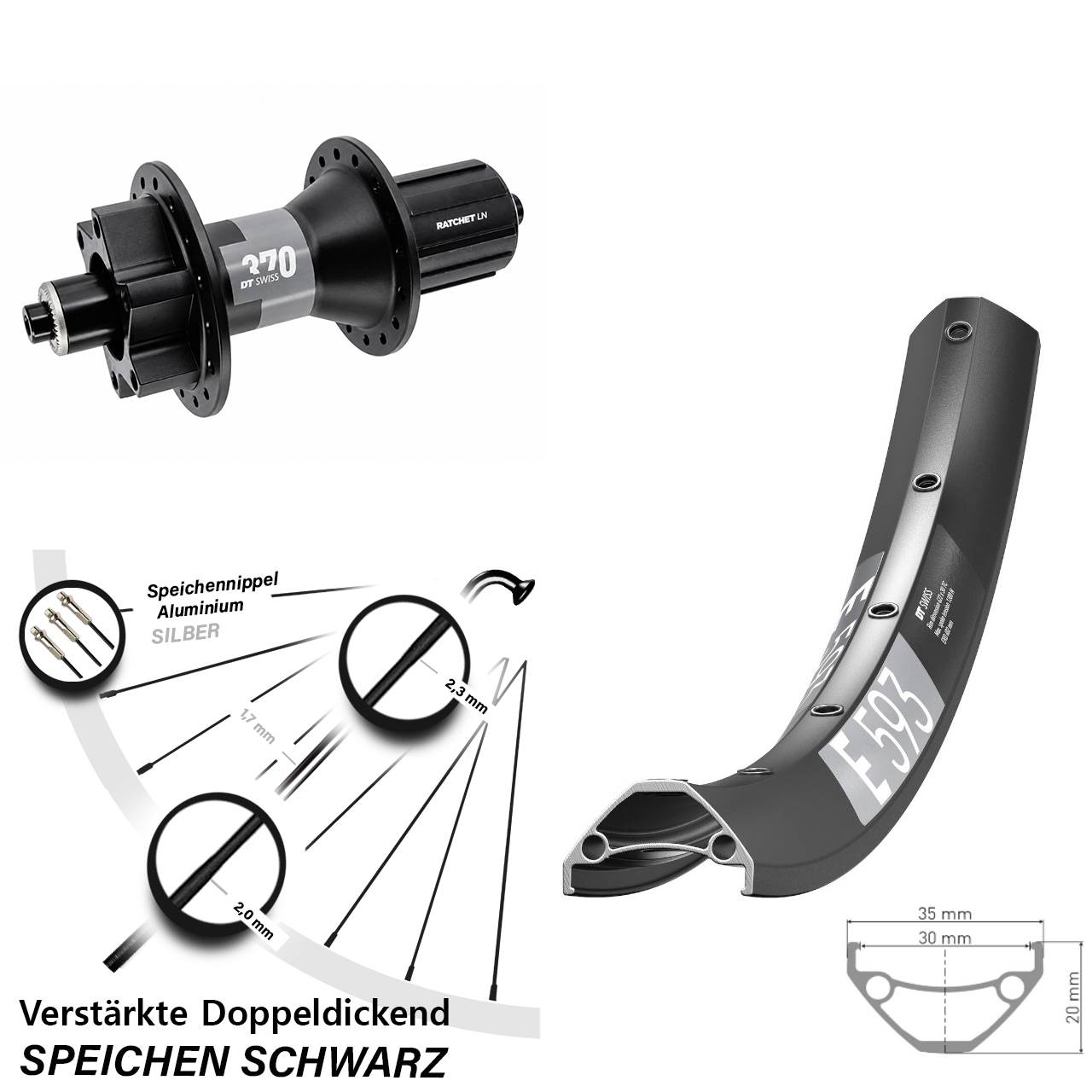 Disc Laufrad 29 Zoll DT Swiss E593 370 8-11 fach QR Boost