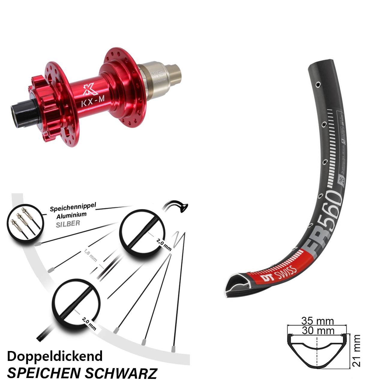 Hinterrad 26 Zoll DT Swiss FR 560 KX-M XD 12x142