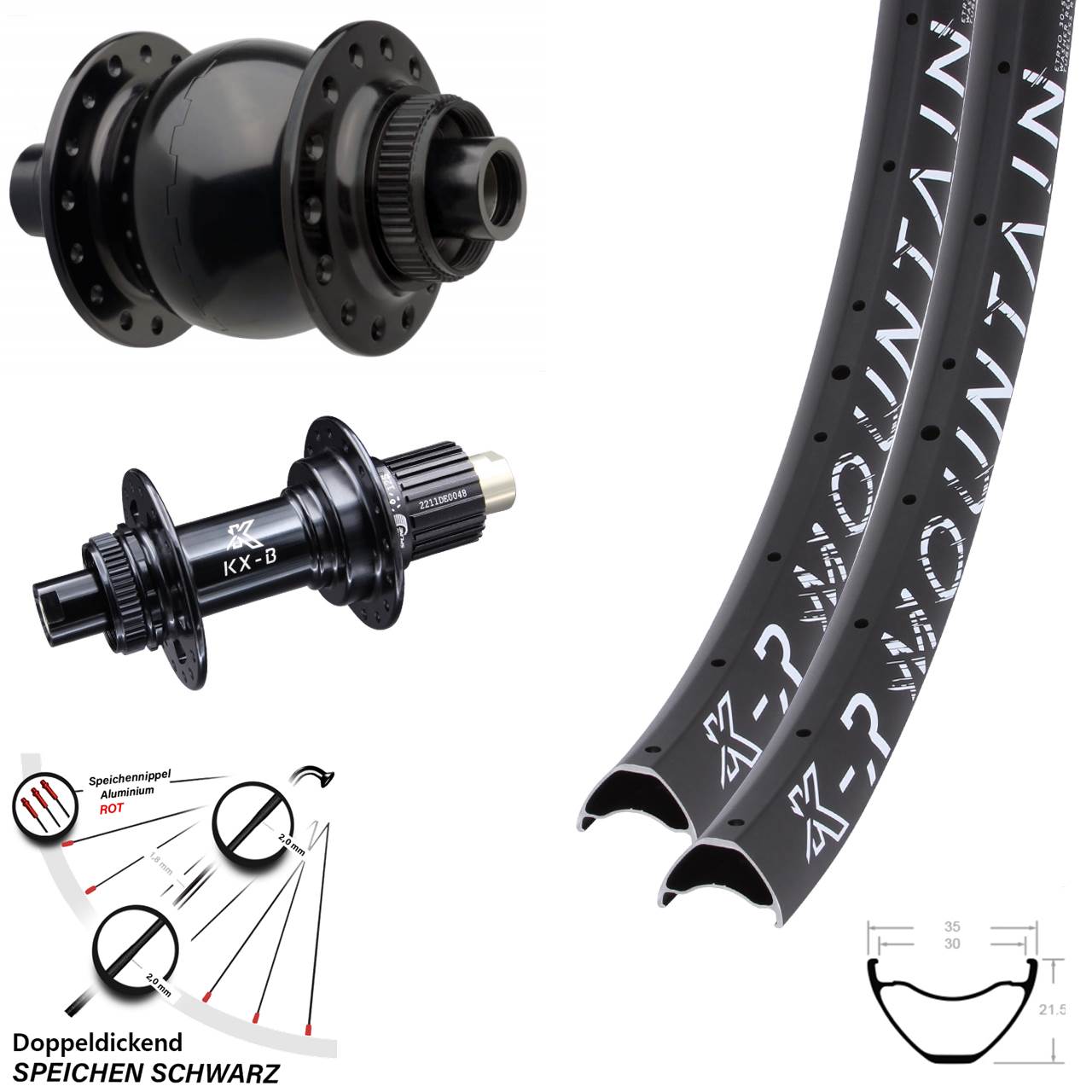 Boost Laufradsatz Centerlock 29 Zoll KX-R Mountain Dynamo SON 28 Micro Spline