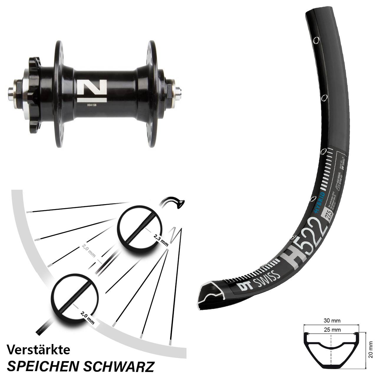 DT Swiss H 522 Vorderrad 29 Zoll mit Novatec D041 Nabe
