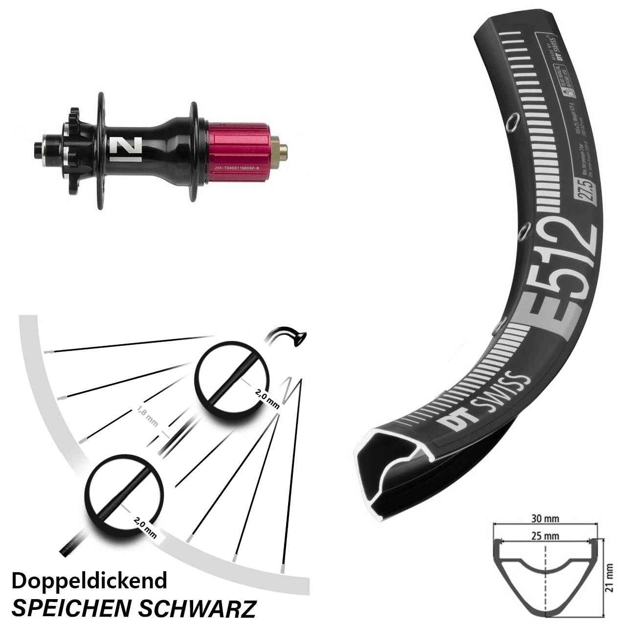 DT Swiss E 512 Novatec Superlight 29 Zoll Disc Hinterrad für Schnellspanner 8-12 fach HG
